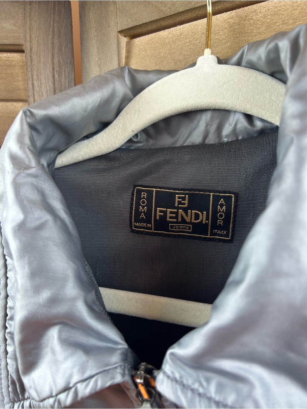 Fendi Jeans Made in Italy Silver Technical Zip Jacket Women’s Large IT 52 - Picture 4 of 14